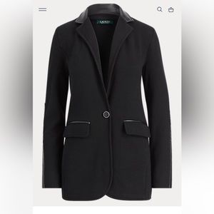 NWT Ralph Lauren Faux  Leather Trim Knit Blazer